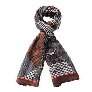 Splicing Multi Pattern Cotton & Linen Scarf (35 x 70) Brown
